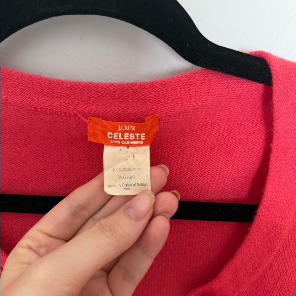 J.Crew Celeste 100% Cashmere Cardigan | XS | Bright Pink Button Front Sweater - Picture 2 of 10